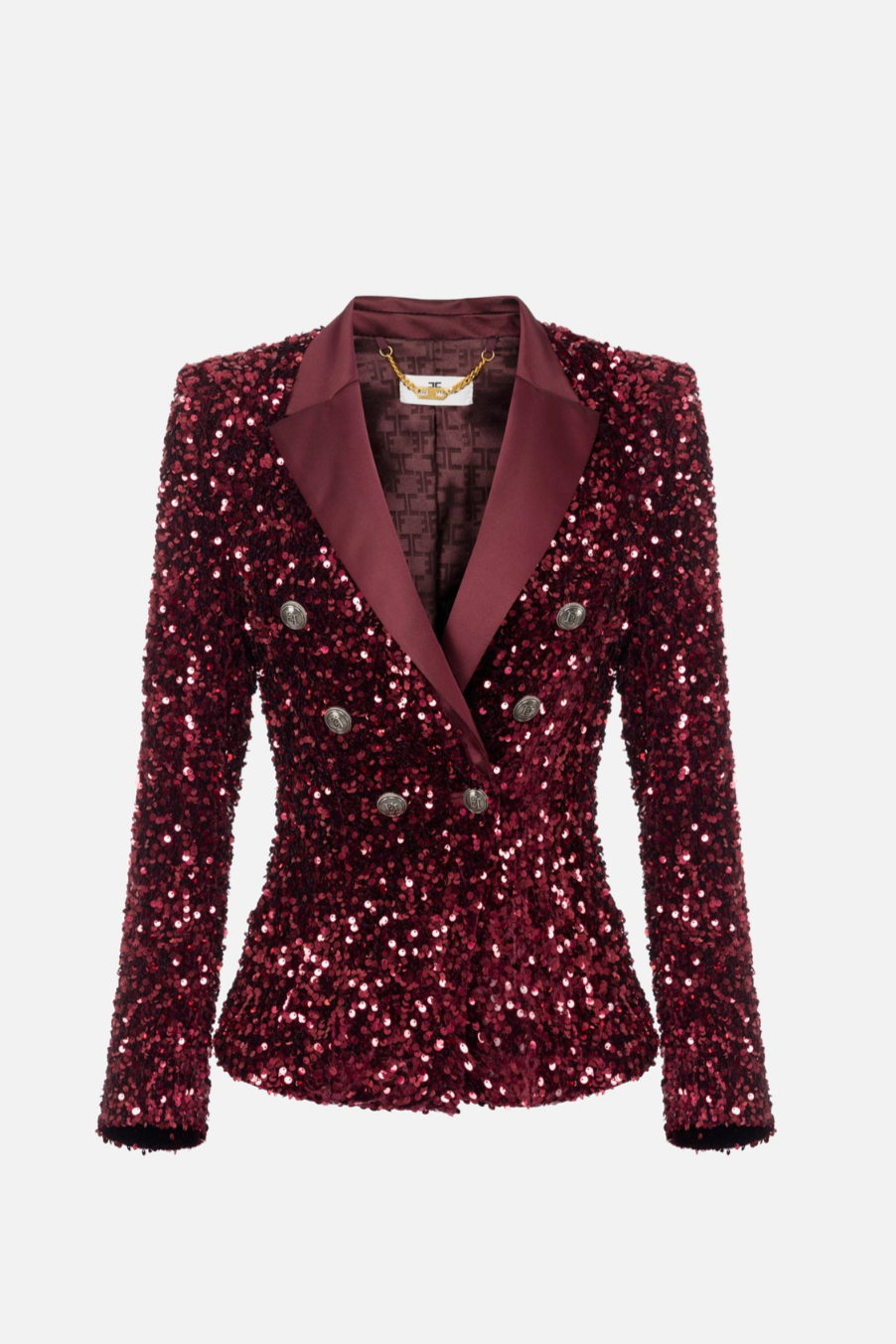 Elisabetta Franchi Women's Bordeaux Sequin Jacket-1