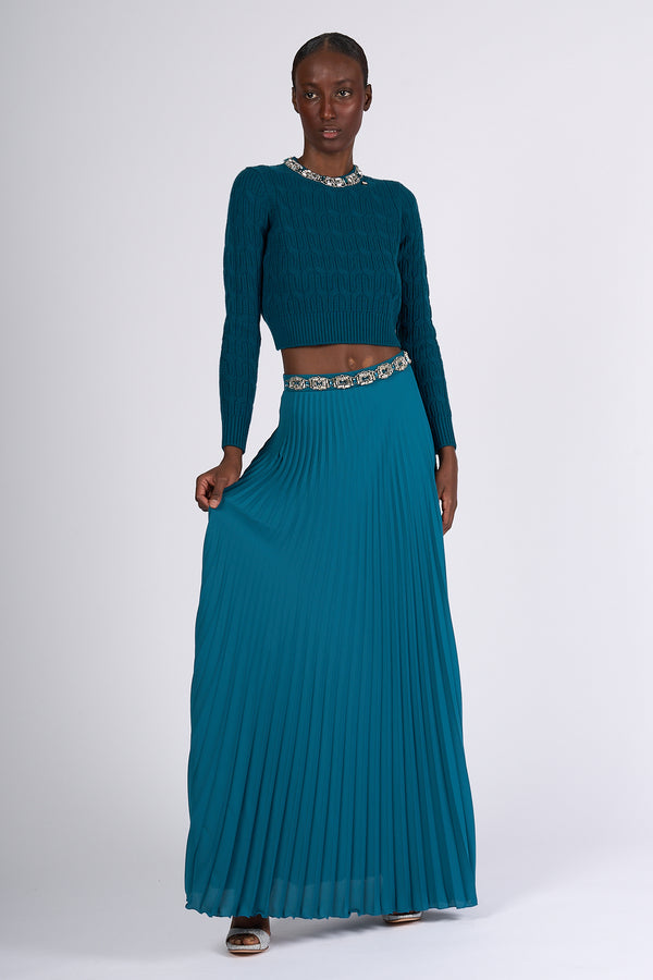 Elisabetta Franchi Gonna Plisse' Verde Donna