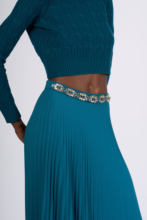 Elisabetta Franchi Gonna Plisse' Verde Donna-2