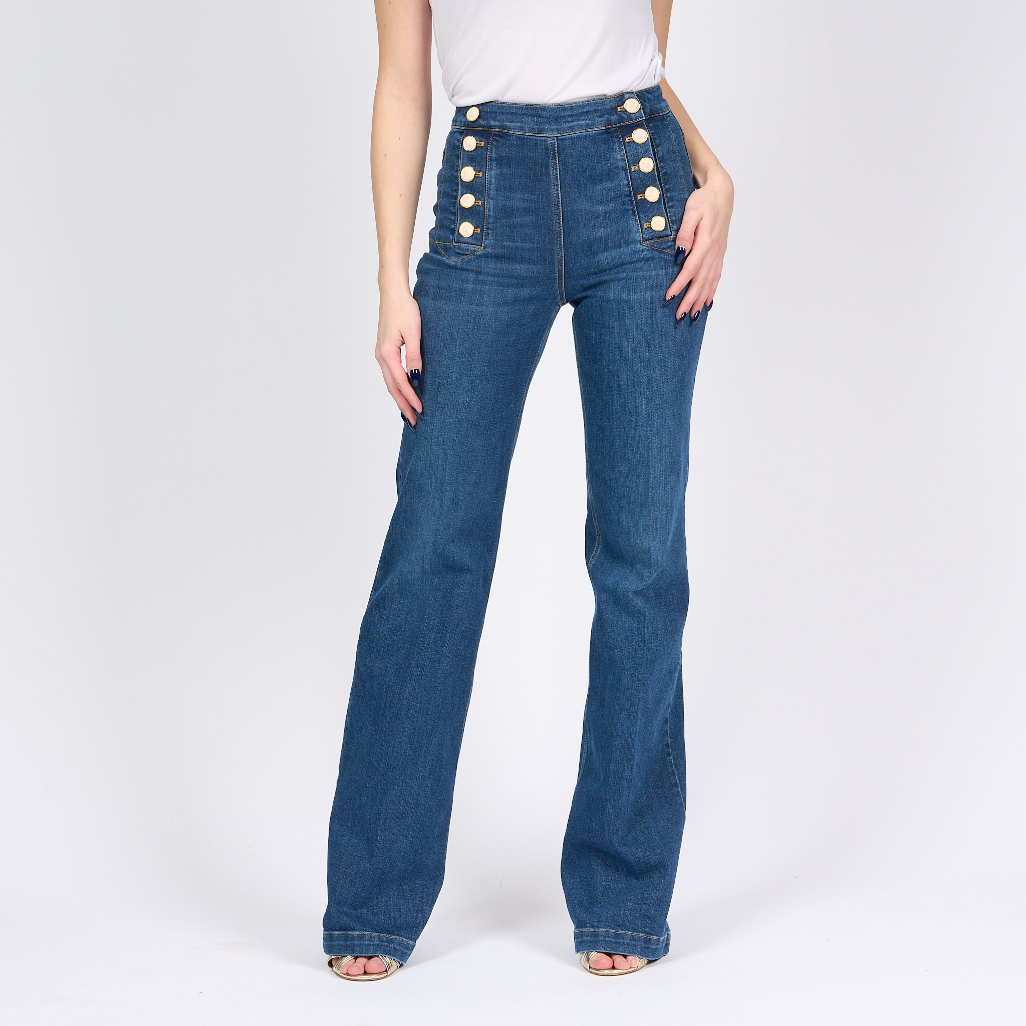 Elisabetta Franchi Jeans Bottoni Blu Donna