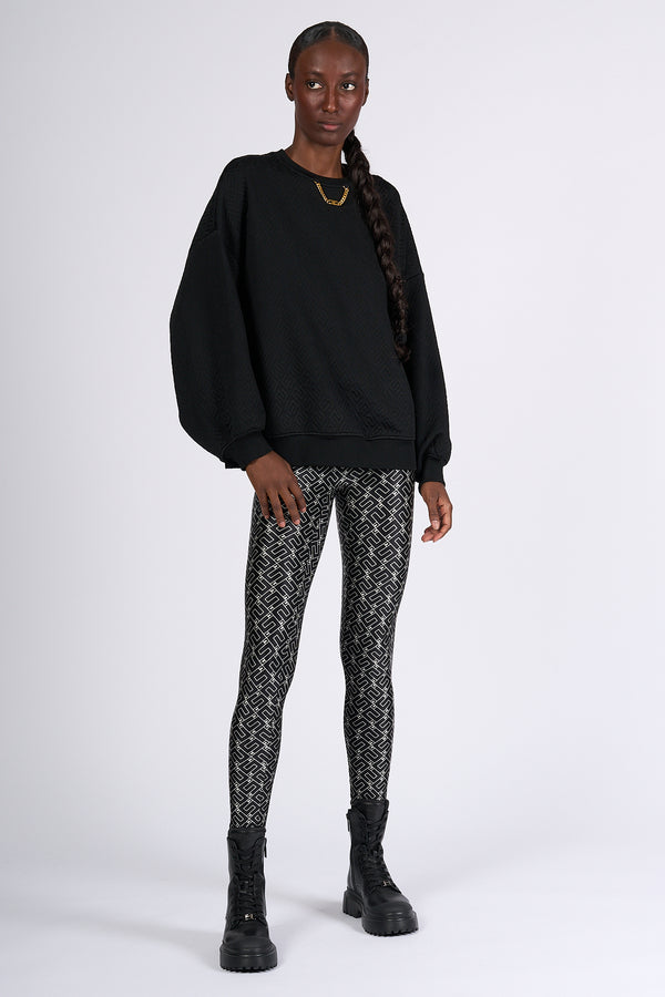 Elisabetta Franchi Leggings Lycra Nero/burro Donna
