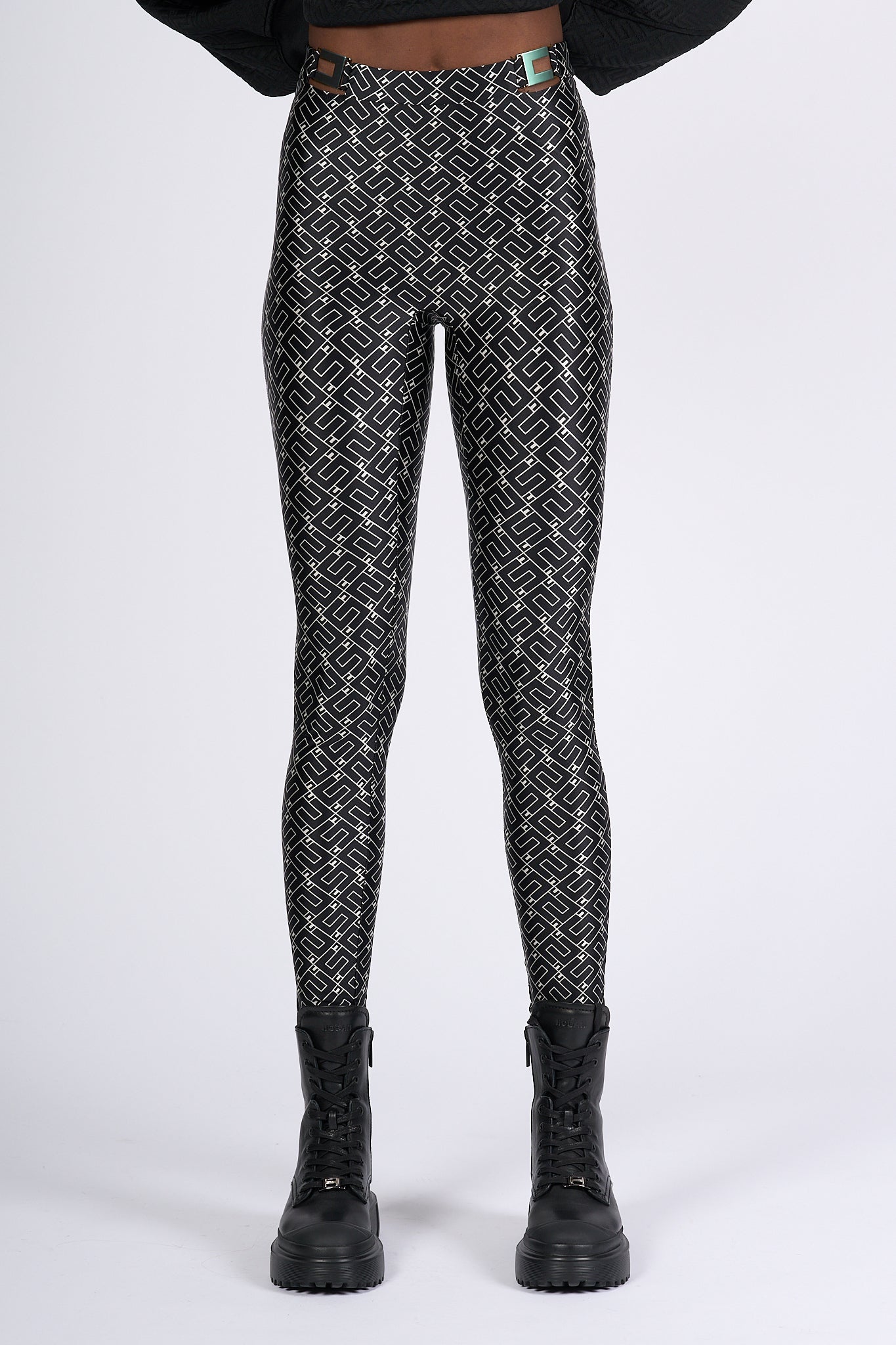 Elisabetta Franchi Leggings Lycra Nero/burro Donna-3