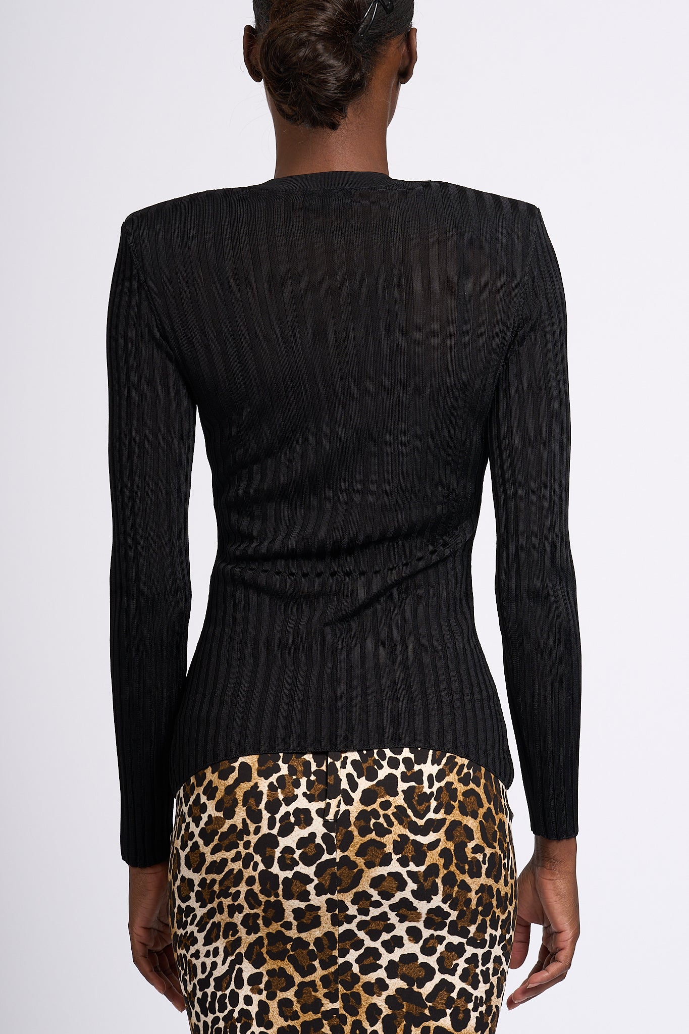 Elisabetta Franchi Black Ribbed Sweater Women-3