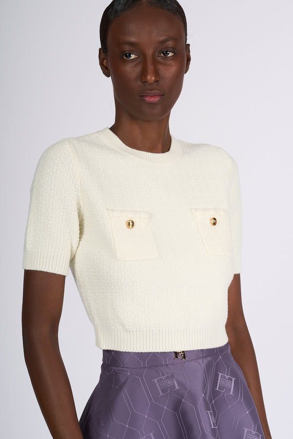 Elisabetta Franchi Maglia Manica Corta Burro Donna