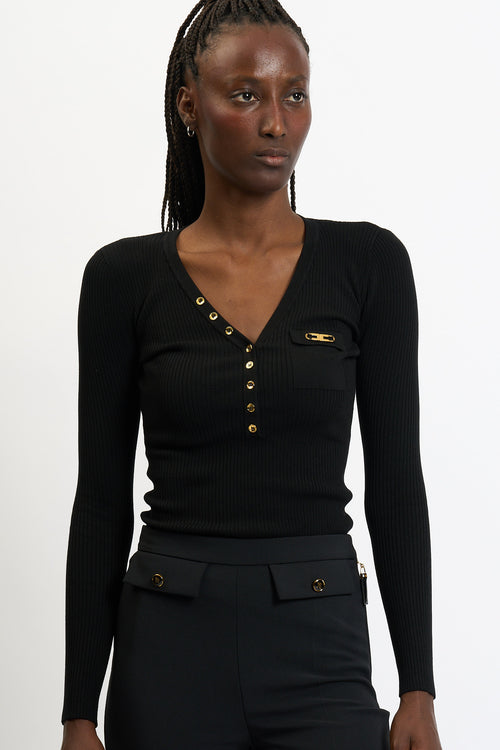 Elisabetta Franchi Maglia V a Costine Nero Donna