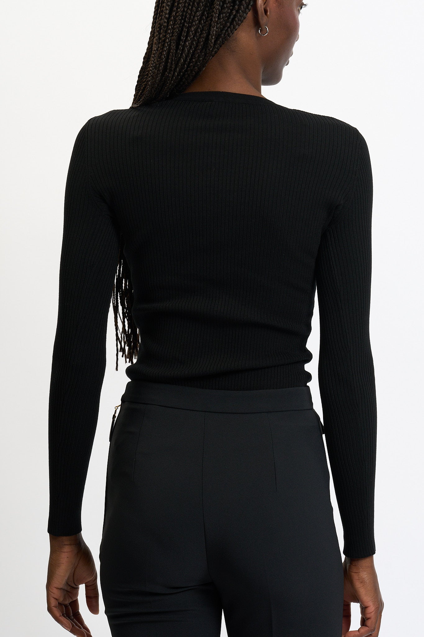 Elisabetta Franchi Maglia V a Costine Nero Donna-5