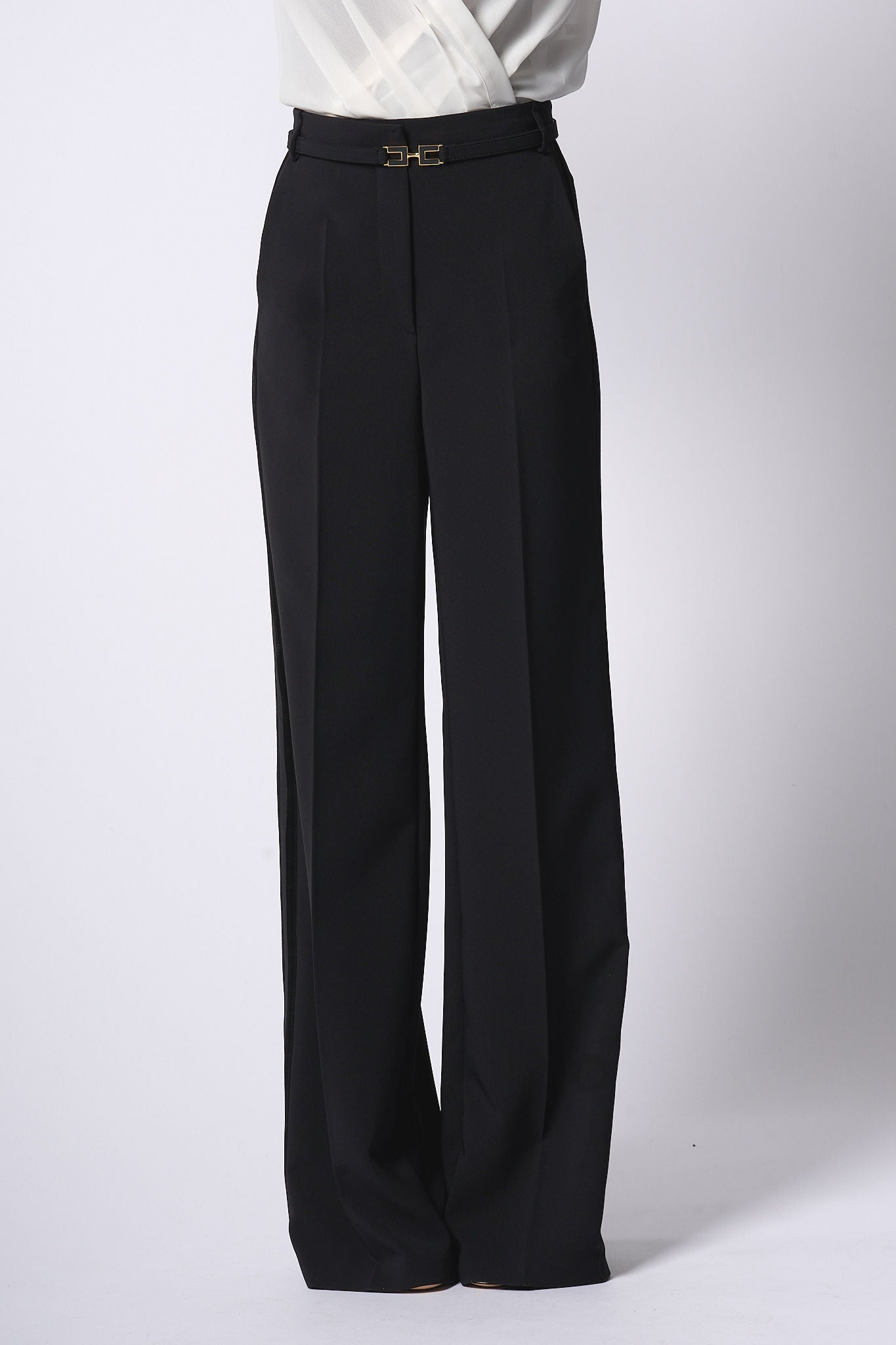 Elisabetta Franchi Pantalone Con Cintura Nero Donna-5