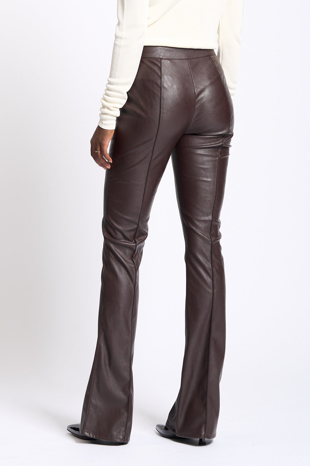 Elisabetta Franchi Pantalone Ecopelle Cioccolato Donna-4
