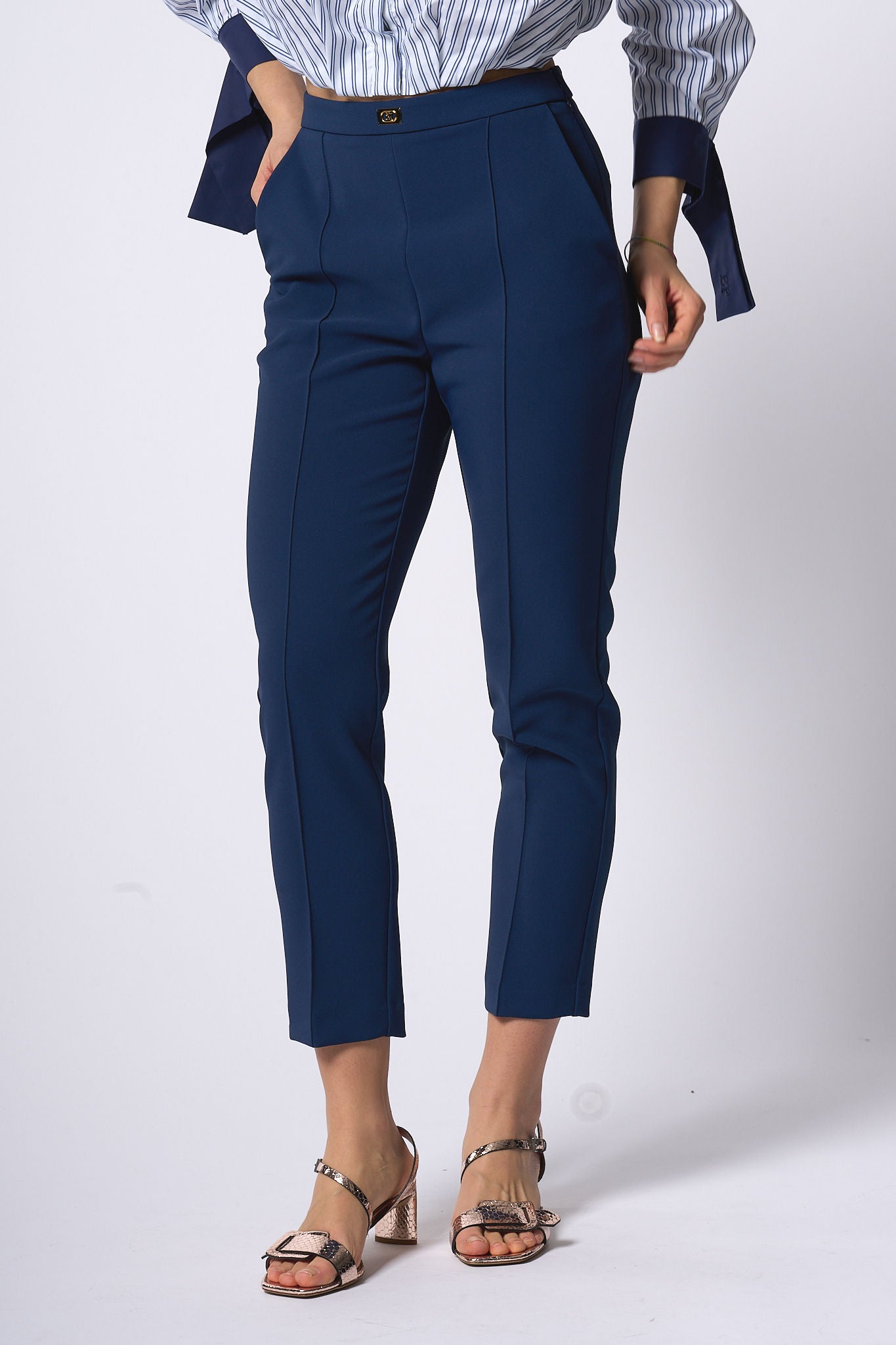 Elisabetta Franchi Pantalone Essential Blu Donna-1