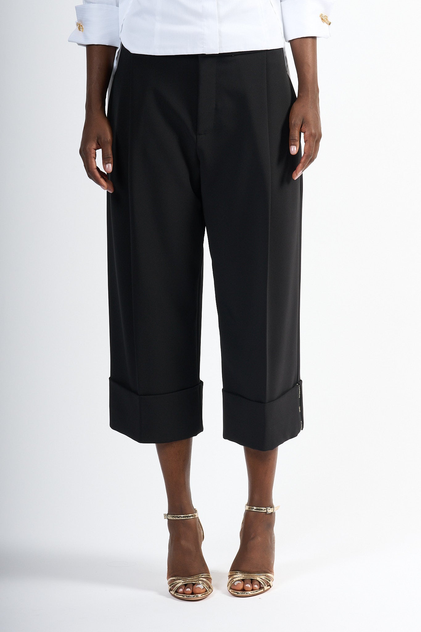 Elisabetta Franchi Pantalone Gaucho Nero Donna-5