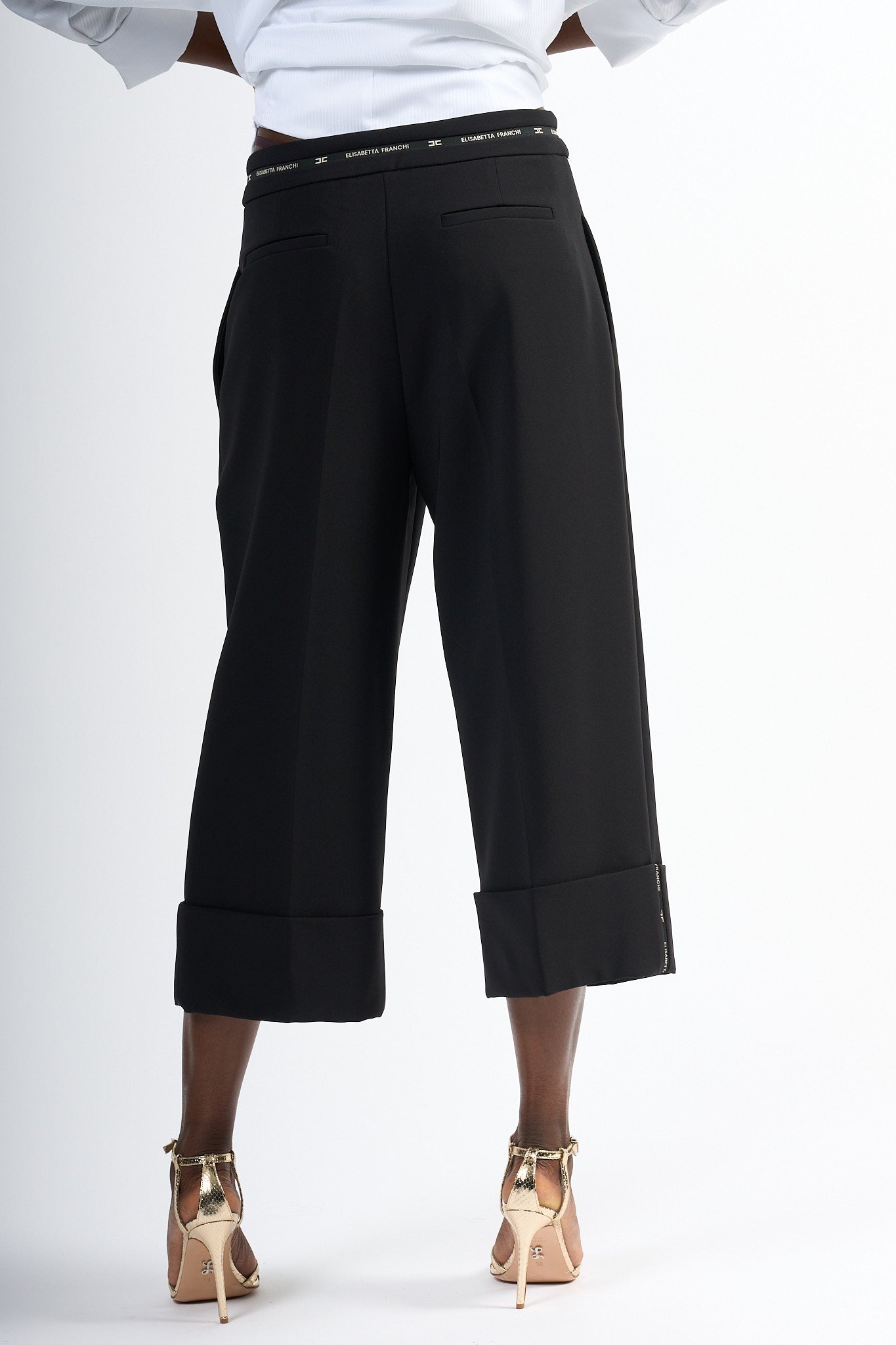 Elisabetta Franchi Pantalone Gaucho Nero Donna-7