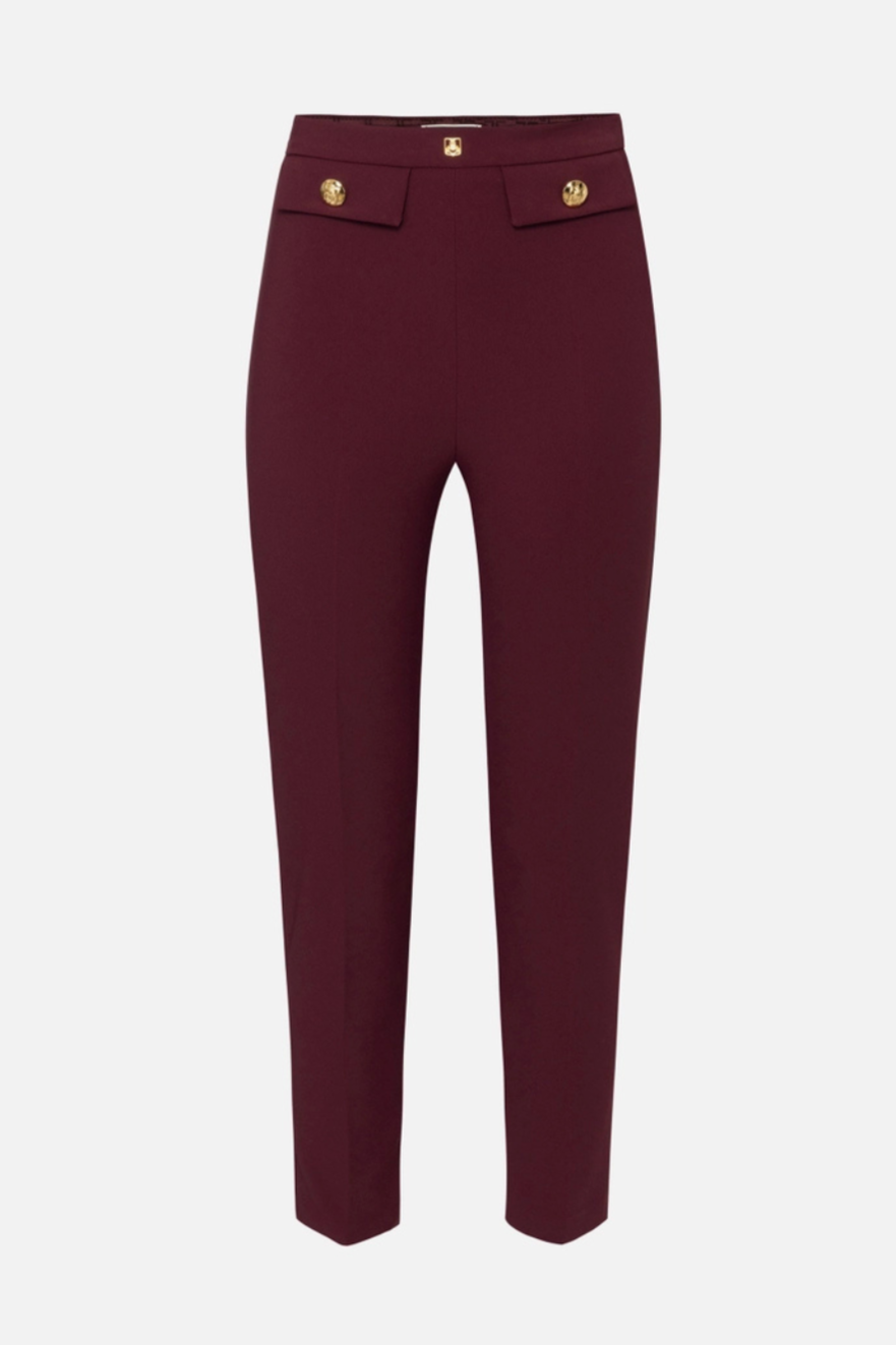 Elisabetta Franchi Pantalone Slim Bordeaux Donna-1