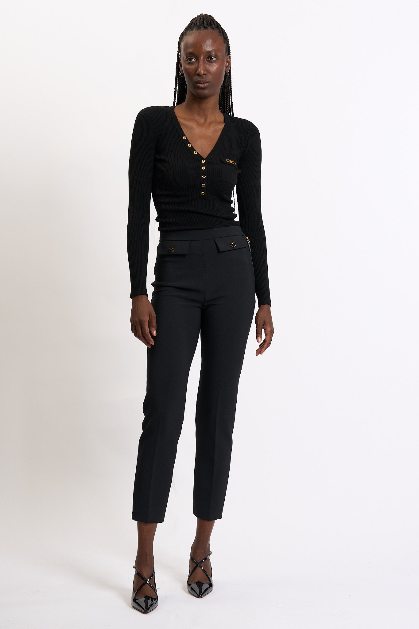 Elisabetta Franchi Pantalone Slim Nero Donna-5