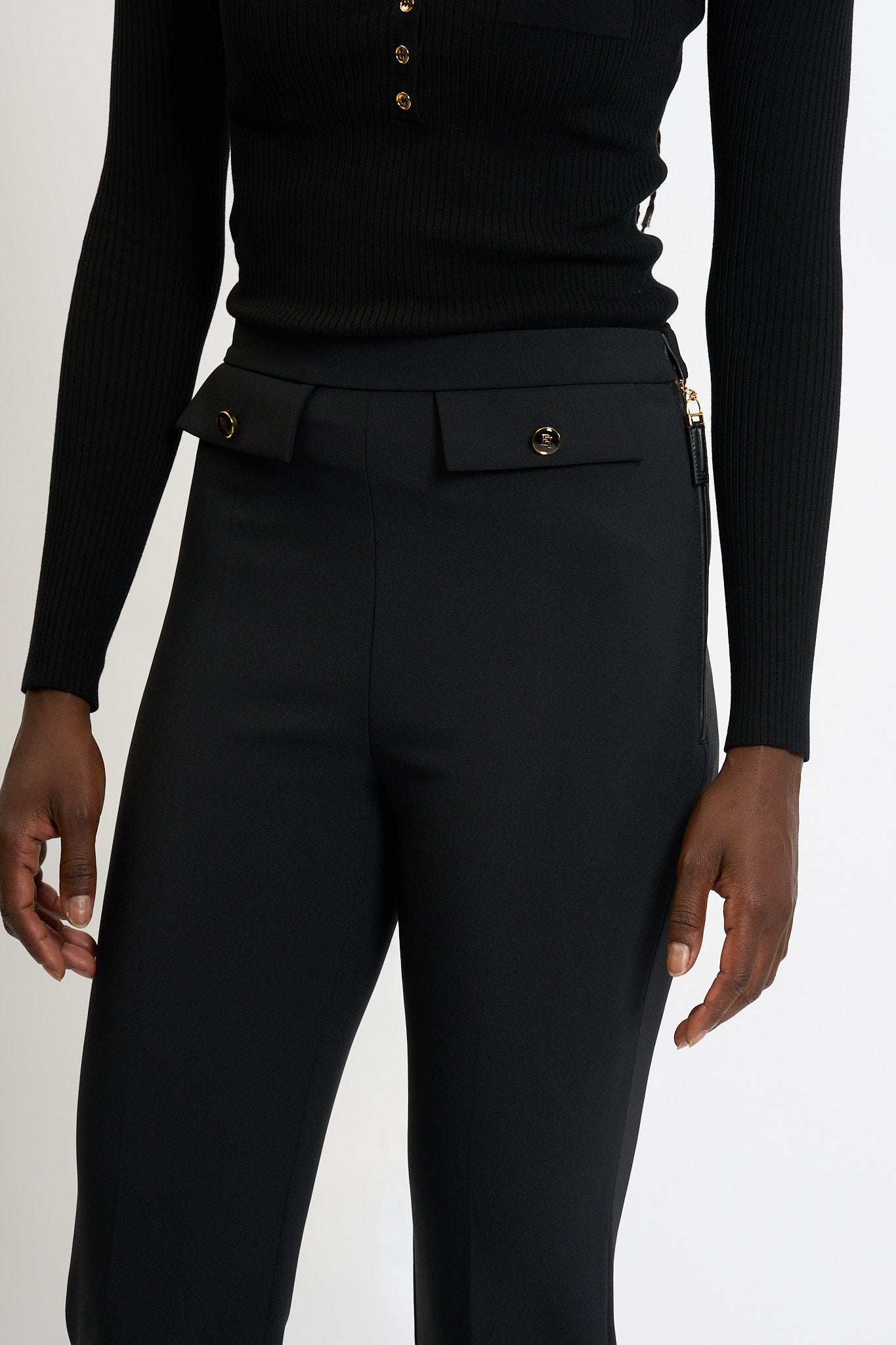 Elisabetta Franchi Pantalone Slim Nero Donna-2