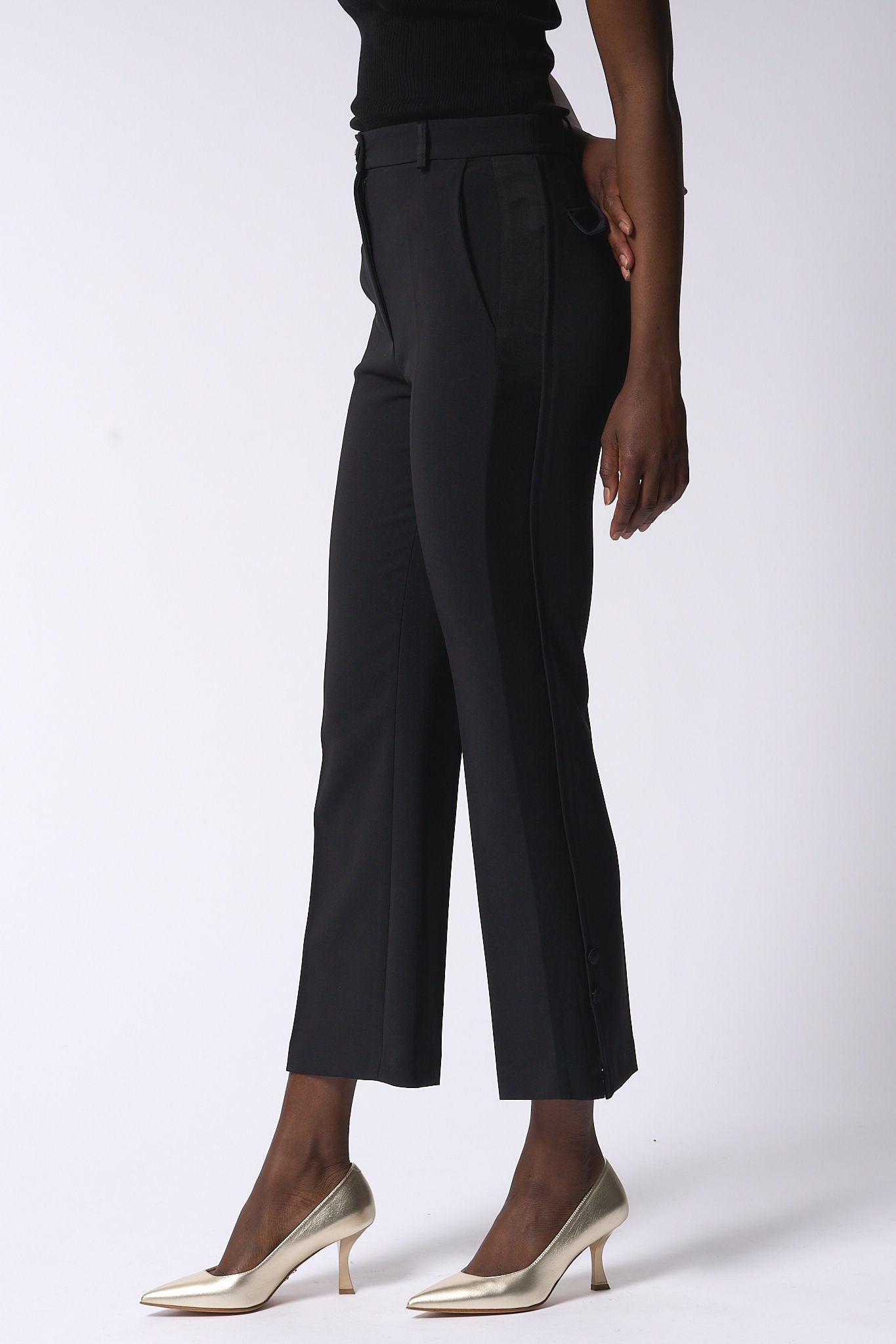 Elisabetta Franchi Pantalone Spacco Nero Donna-3