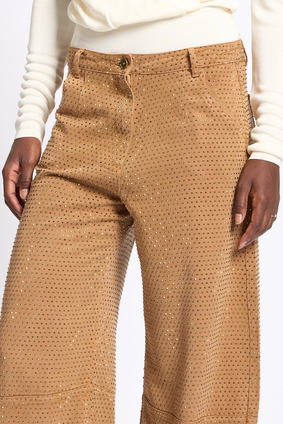 Elisabetta Franchi Pantalone Strass Ocra Donna-2
