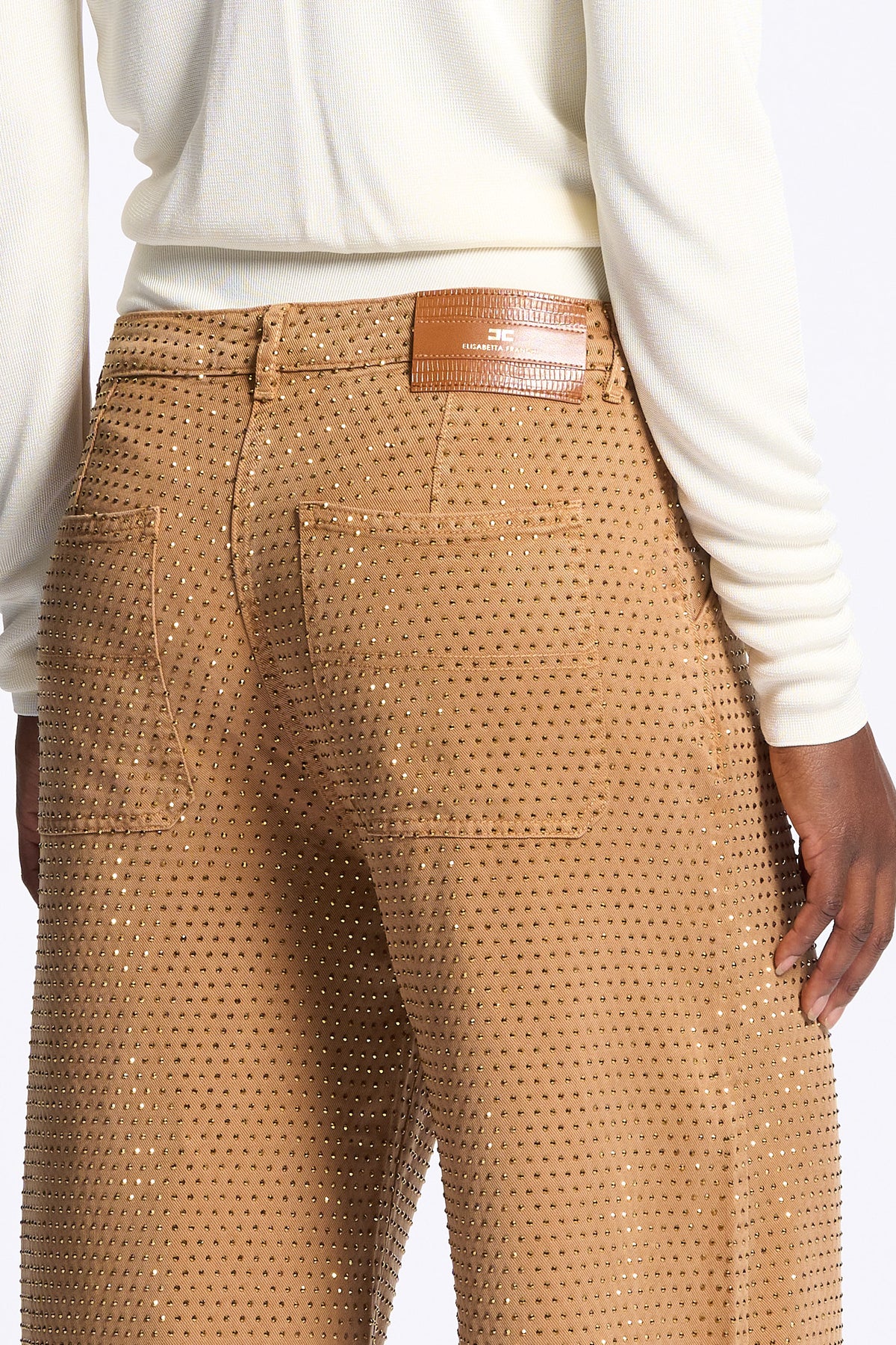 Elisabetta Franchi Pantalone Strass Ocra Donna-6