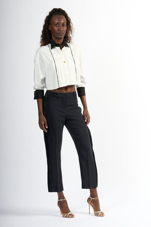 Elisabetta Franchi Pantaloni dettagli Smoking Nero Donna-2