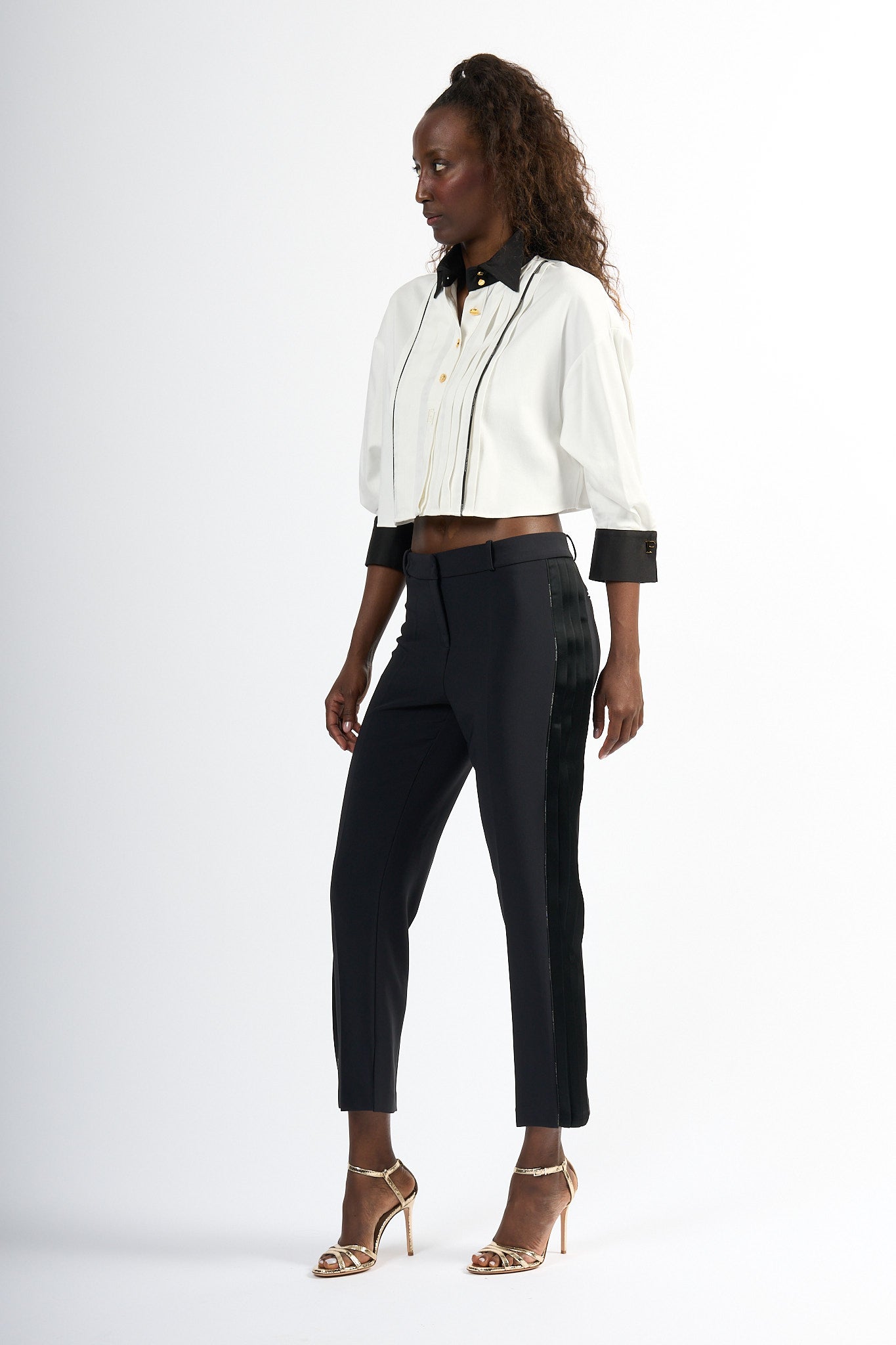 Elisabetta Franchi Pantaloni dettagli Smoking Nero Donna-7