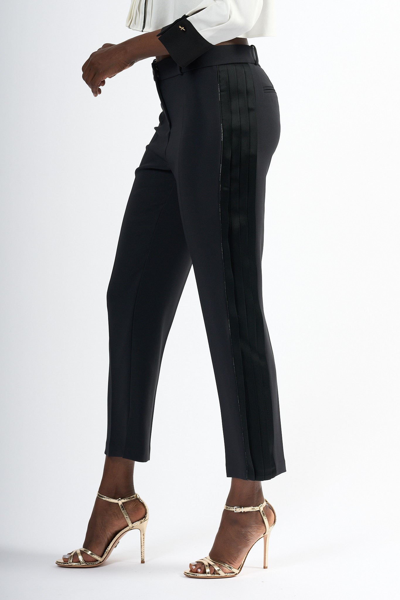 Elisabetta Franchi Pantaloni dettagli Smoking Nero Donna-1