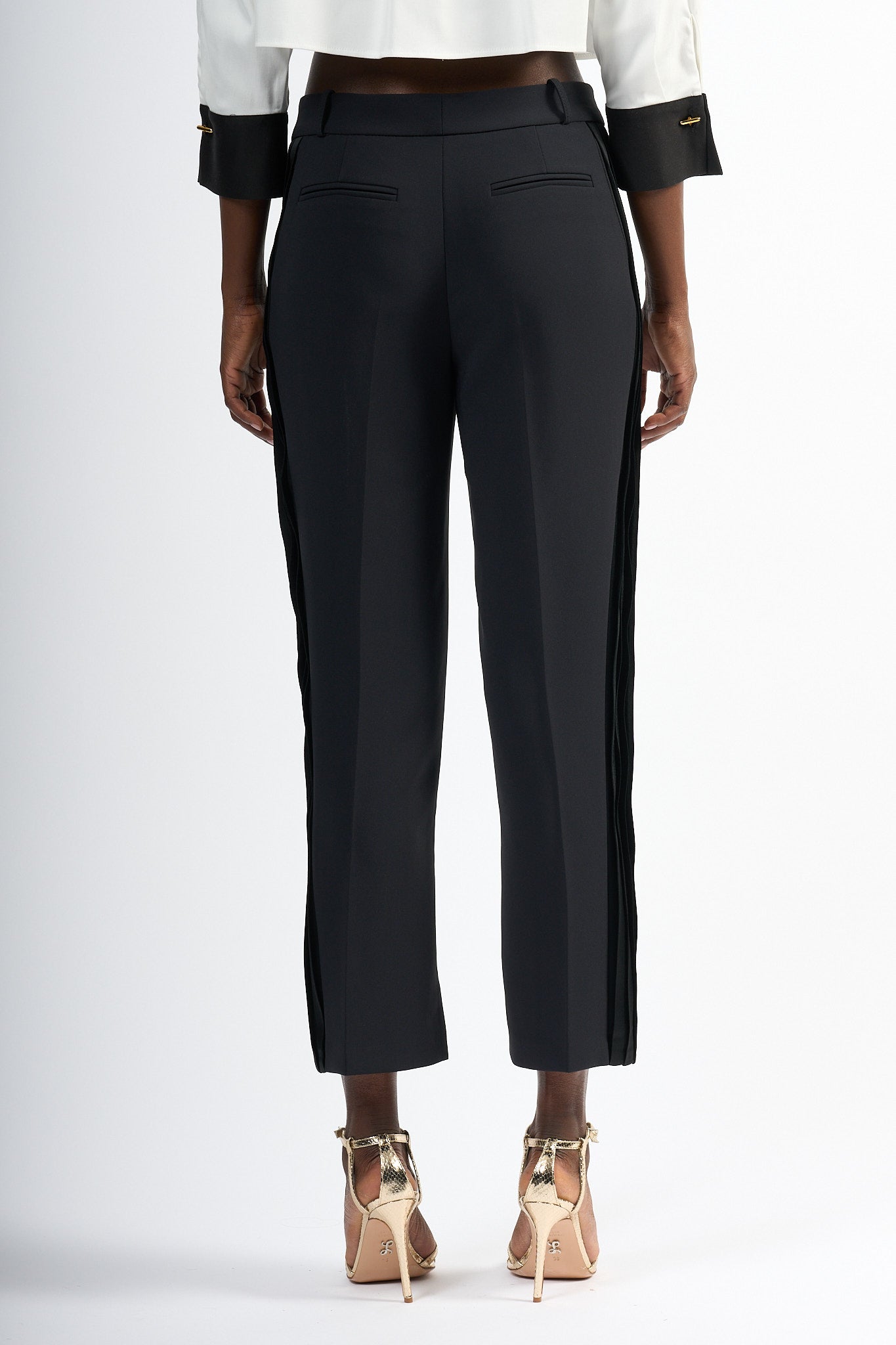 Elisabetta Franchi Pantaloni dettagli Smoking Nero Donna-5