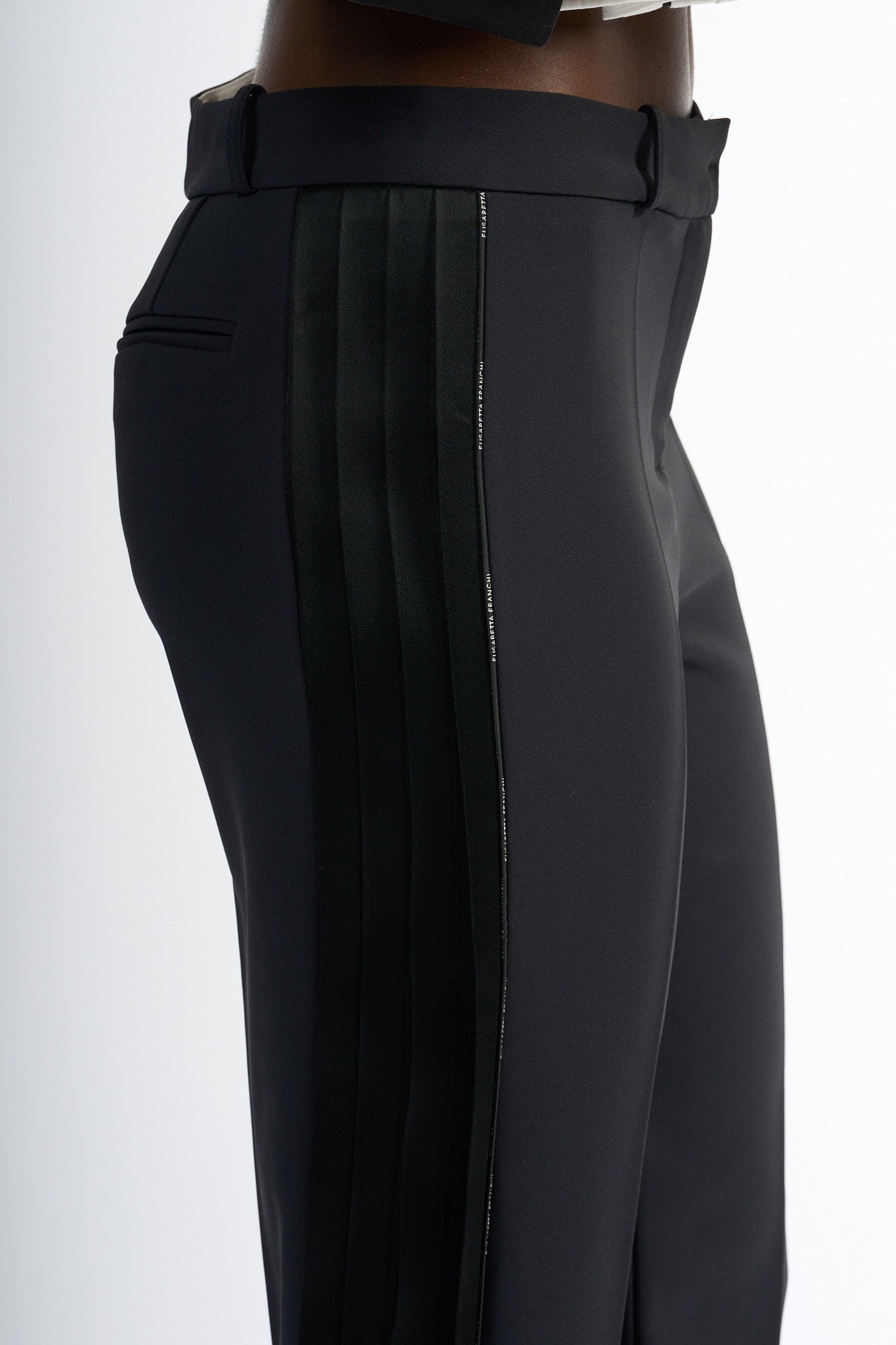Elisabetta Franchi Pantaloni dettagli Smoking Nero Donna-3
