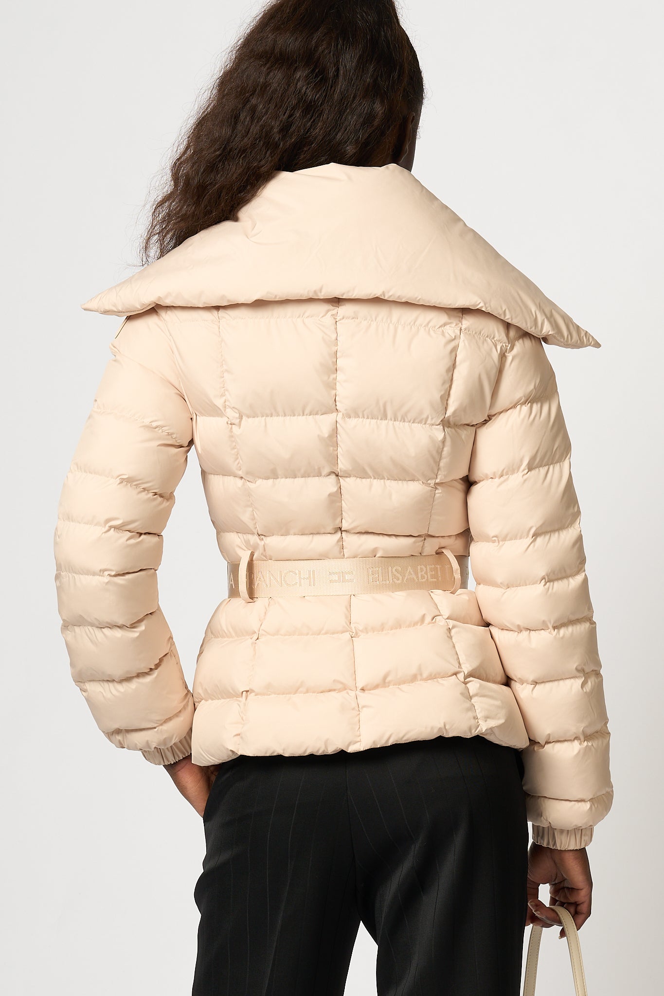 Elisabetta Franchi Short Down Jacket Cream Women-5