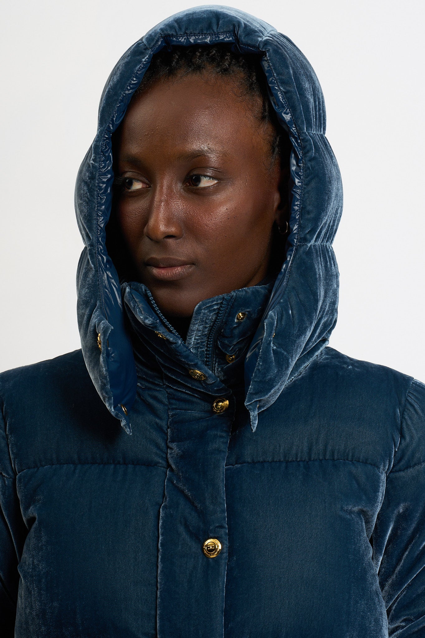 Elisabetta Franchi Piumino Corto Velluto Blu Donna-5