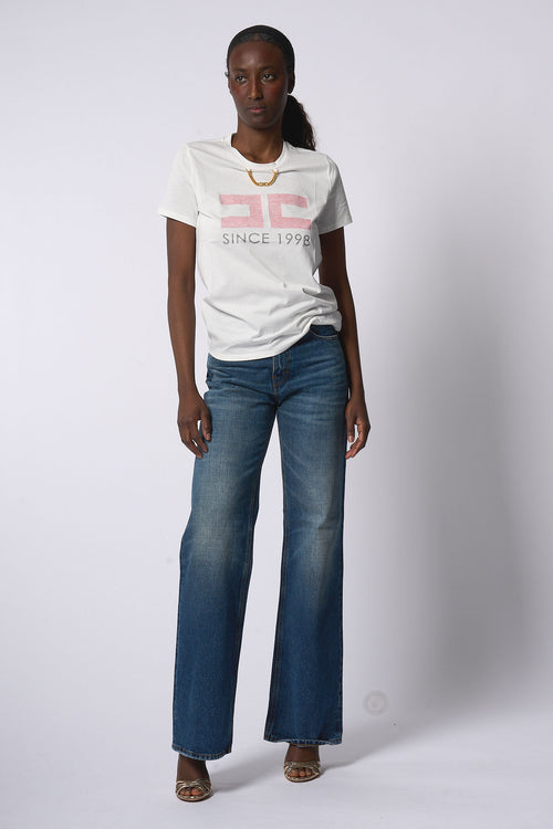 Elisabetta Franchi T-shirt Logo Bianco Donna-2