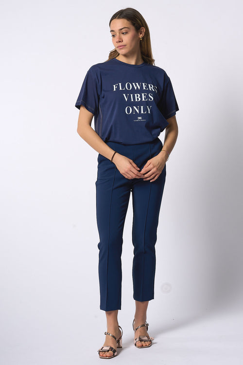 Elisabetta Franchi T-shirt Scritte Blu Donna-2