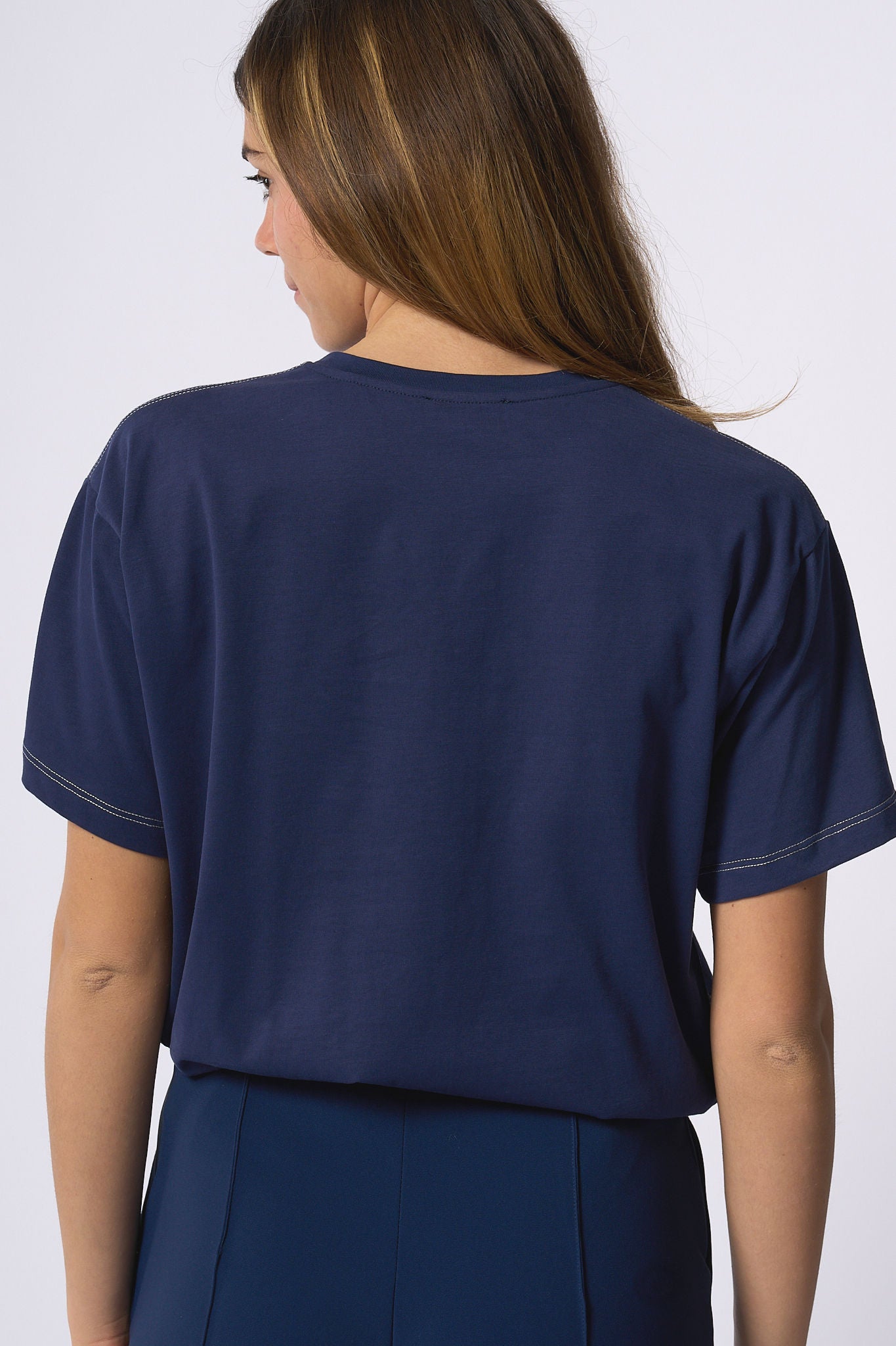 Elisabetta Franchi T-shirt Scritte Blu Donna-7