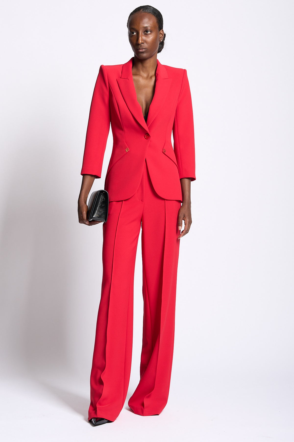 Elisabetta Franchi Tailleur in Crepe Rosso Donna-1