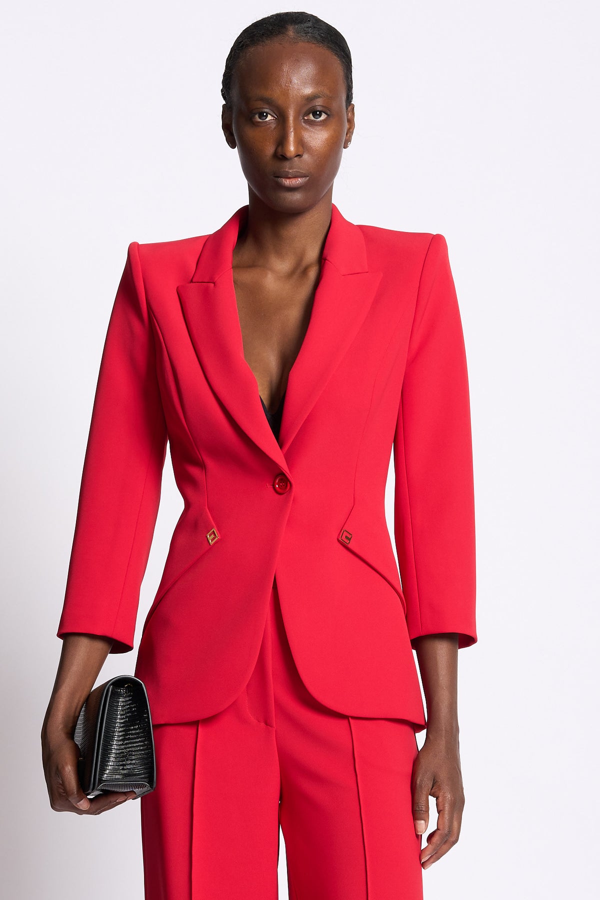 Elisabetta Franchi Tailleur in Crepe Rosso Donna-2