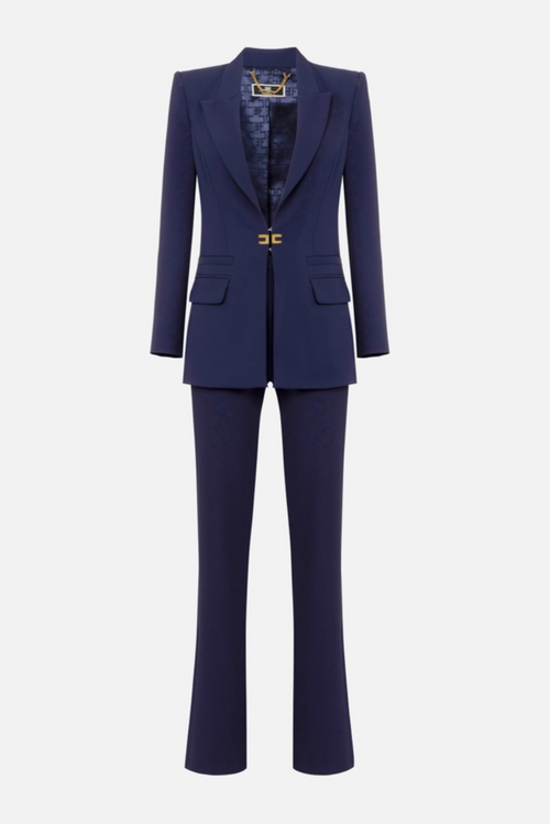 Elisabetta Franchi Navy Blue Hook Tailored Women