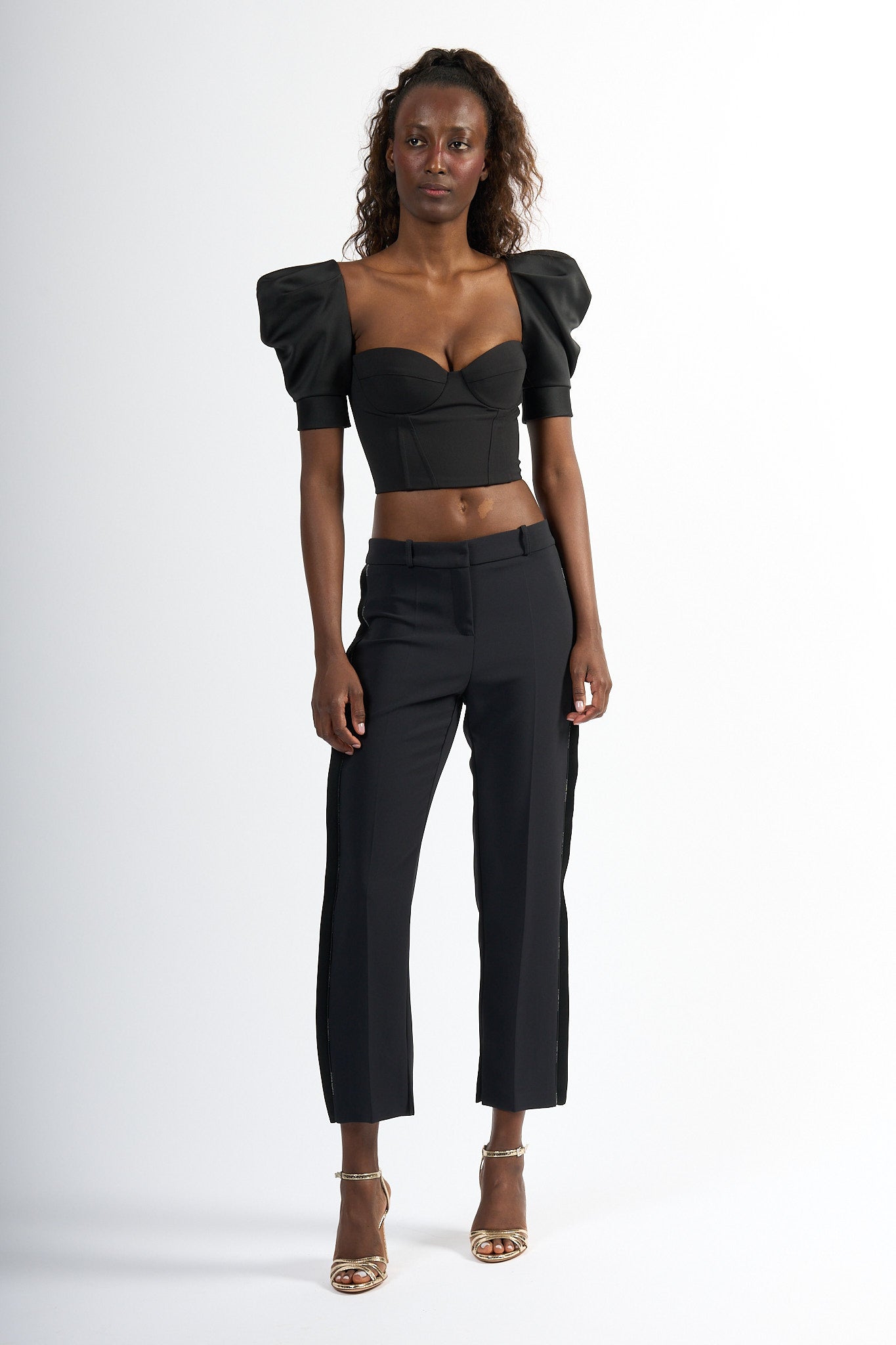Elisabetta Franchi Top Con Volant Nero Donna-3
