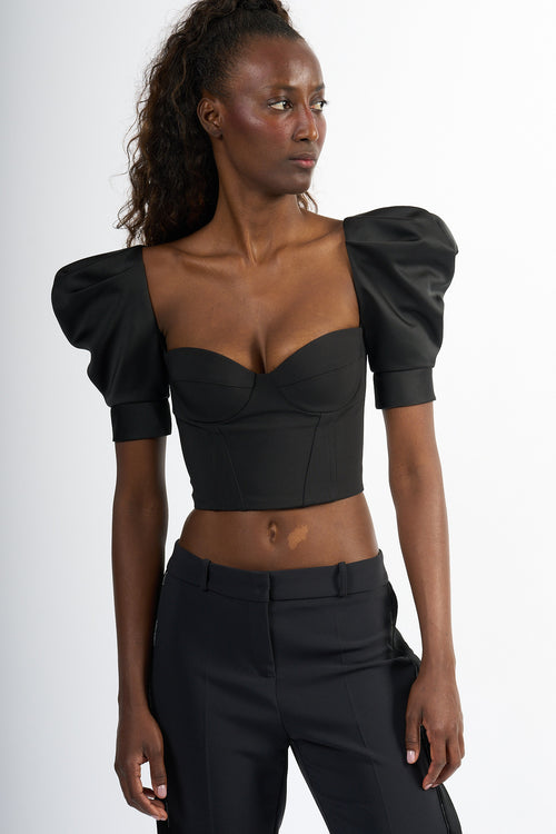 Elisabetta Franchi Top Con Volant Nero Donna
