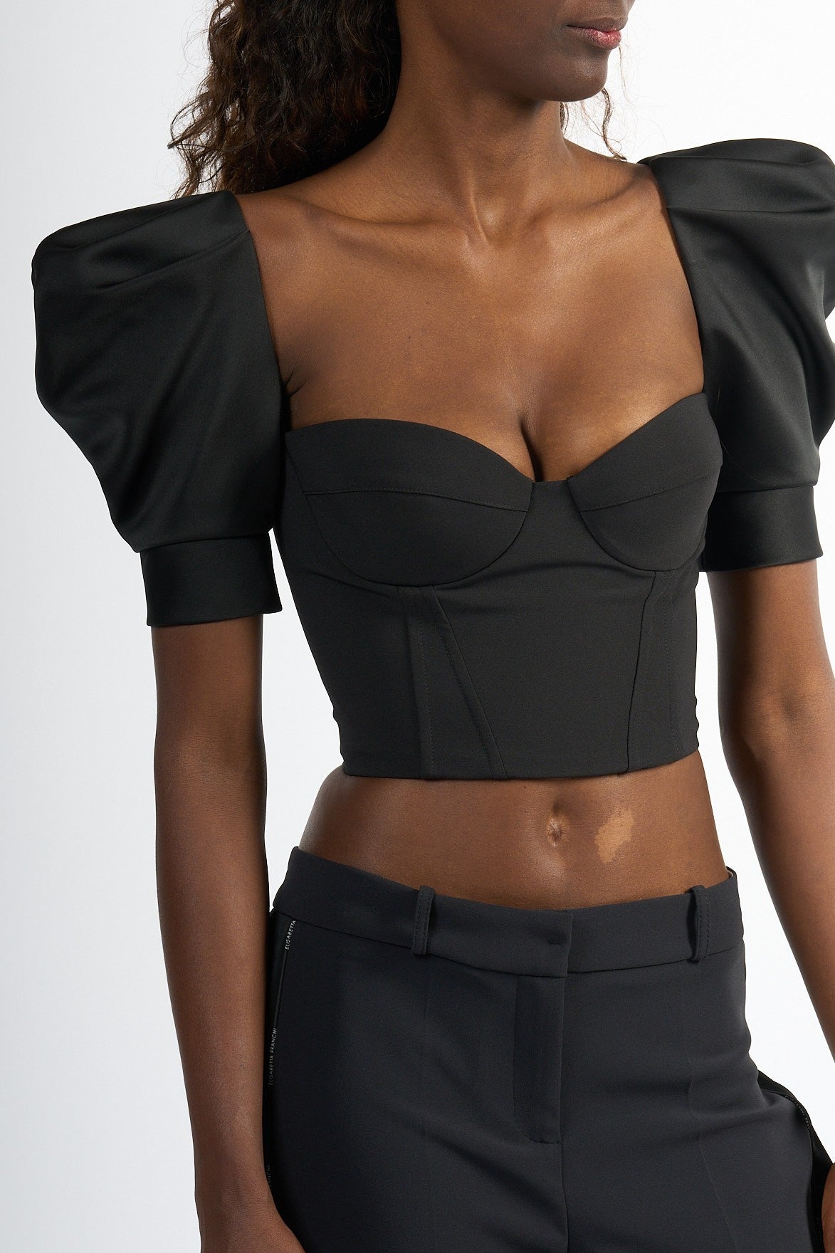 Elisabetta Franchi Top Con Volant Nero Donna-4
