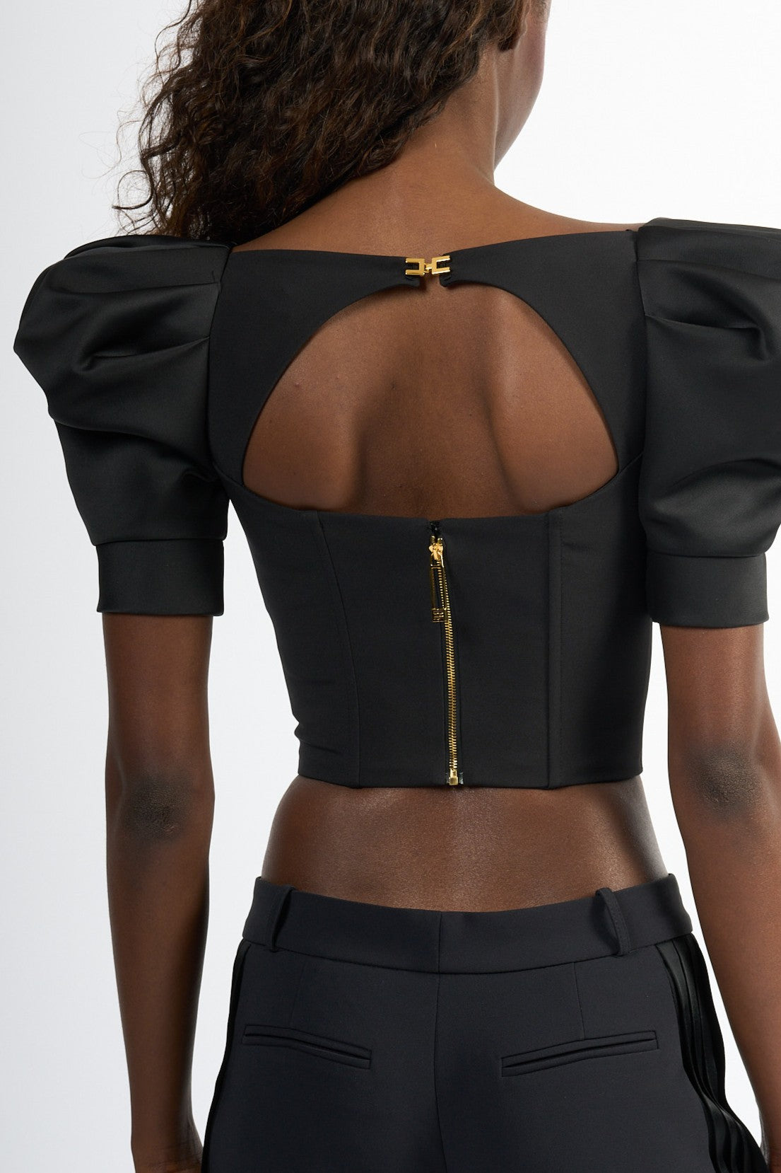 Elisabetta Franchi Top Con Volant Nero Donna-6