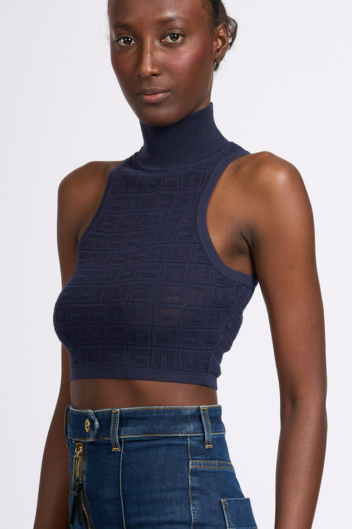 Elisabetta Franchi Top Logos Navy Blue Women