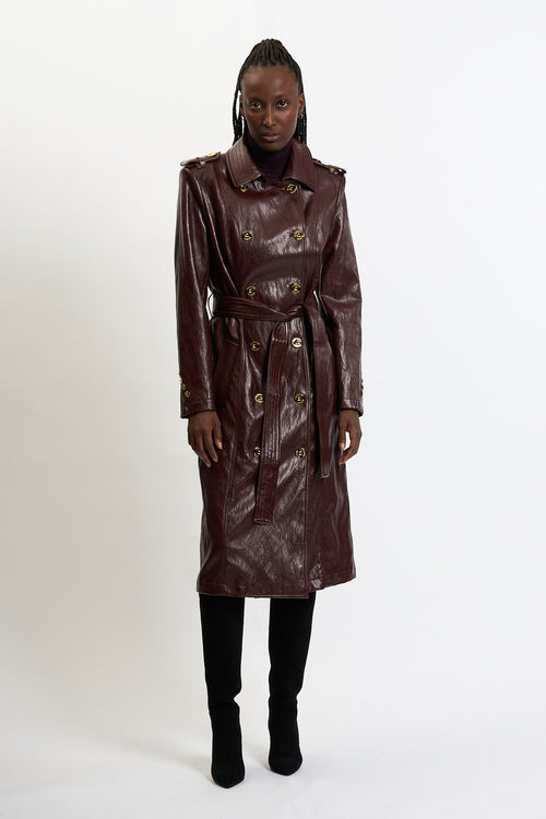 Elisabetta Franchi Trench Ecopelle Bordeaux Donna