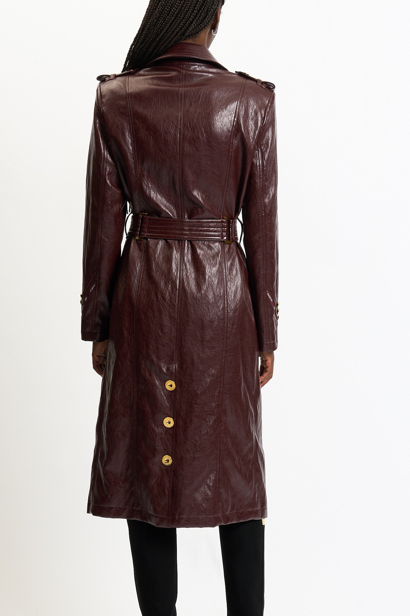 Elisabetta Franchi Trench Ecopelle Bordeaux Donna-5
