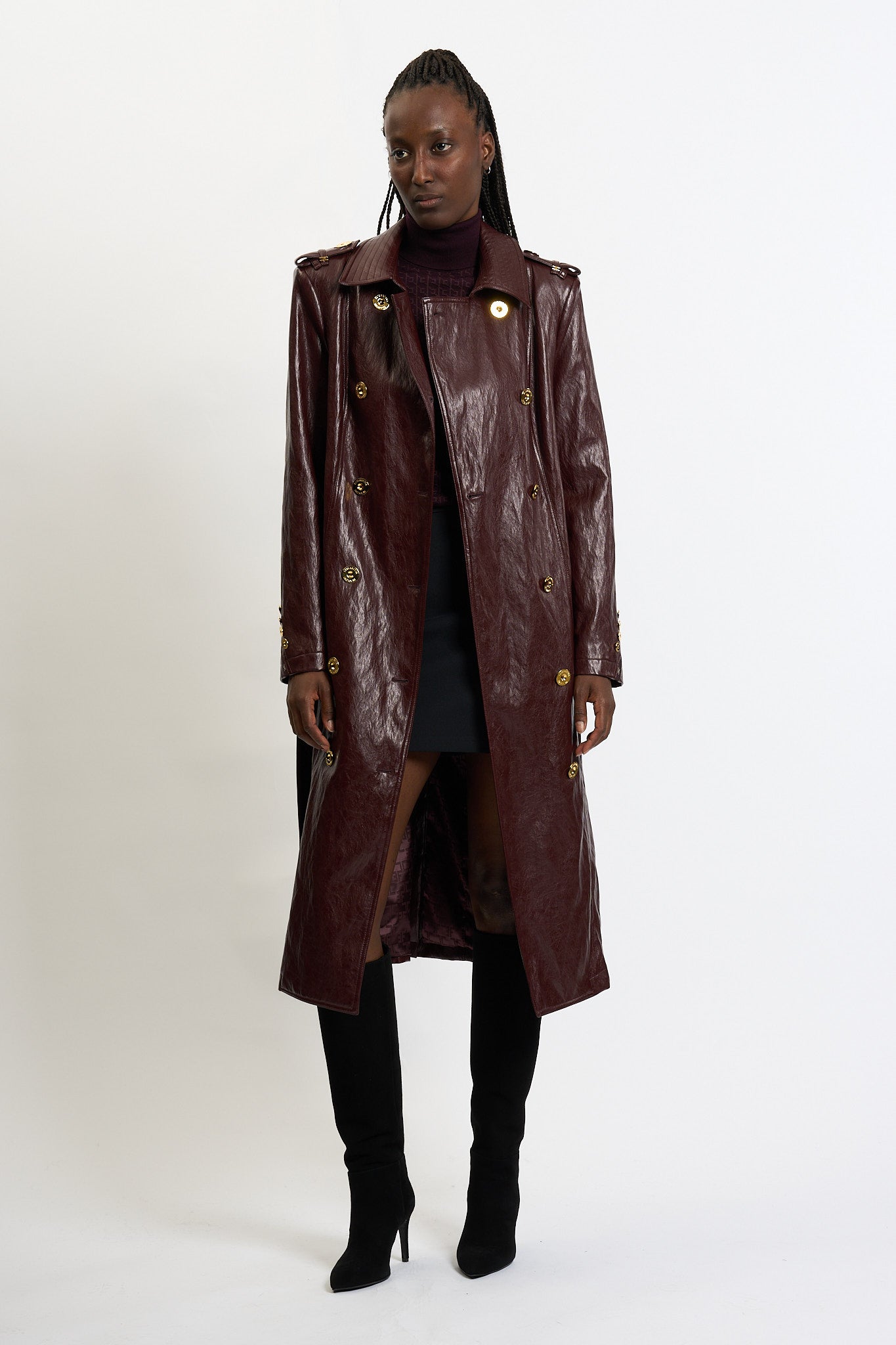 Elisabetta Franchi Trench Ecopelle Bordeaux Donna-7