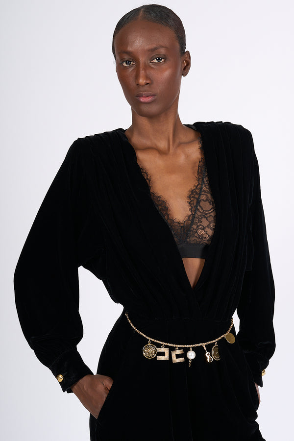 Elisabetta Franchi Tuta Top in Pizzo Nero Donna-2