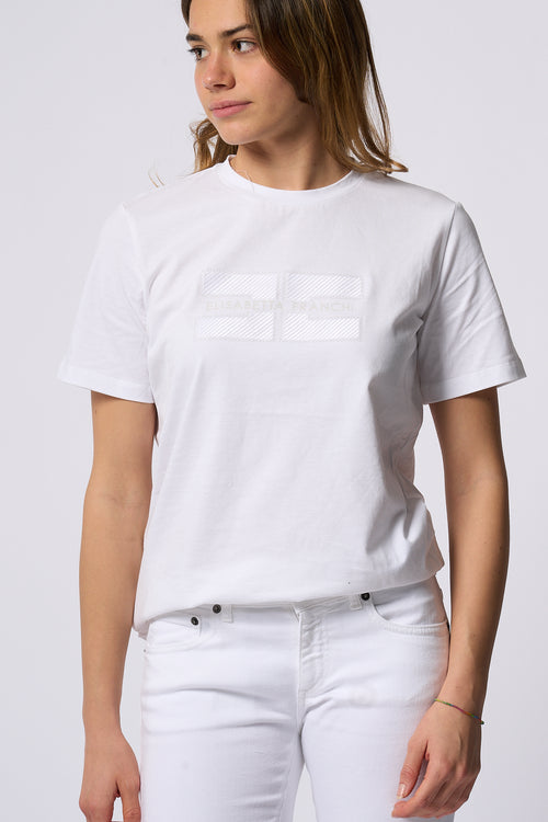 Elisabetta Franchi T-shirt Logo Ricamato Bianco Donna