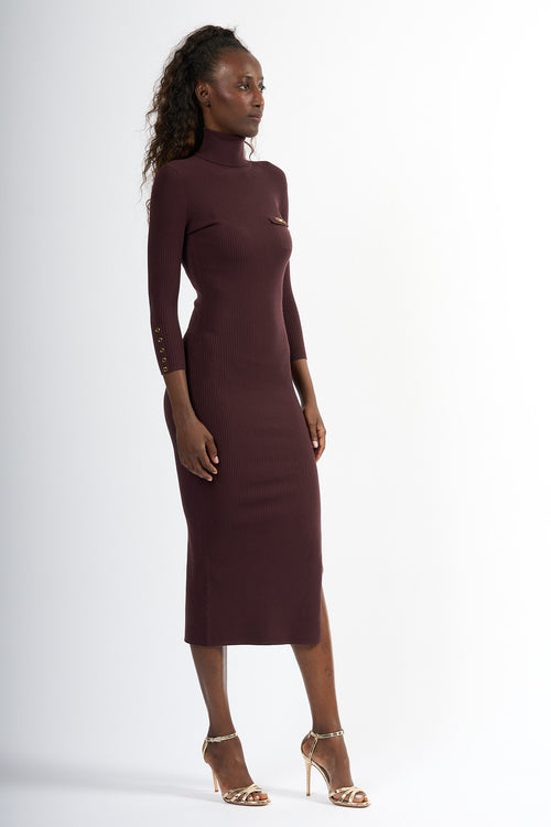 Elisabetta franchi Abito Longuette In Maglia Bordeaux Donna