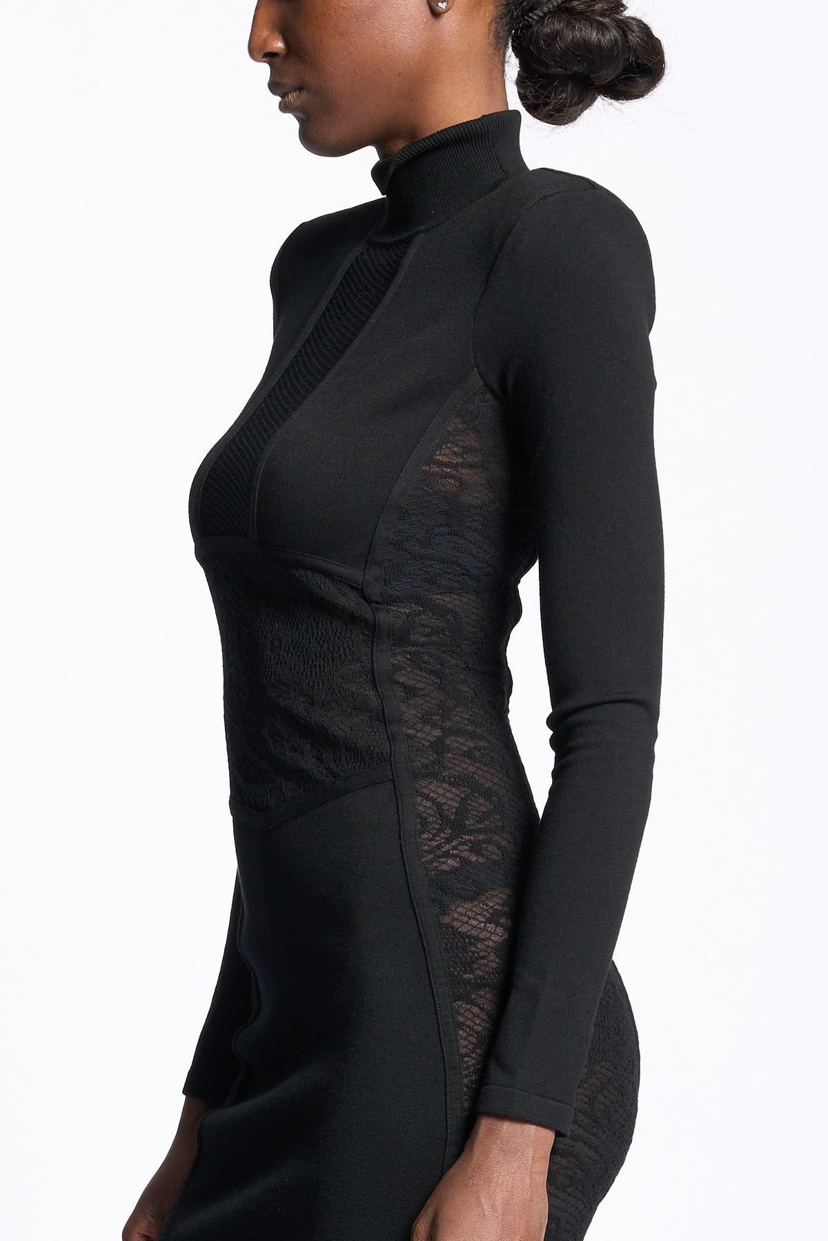 Elisabetta franchi Abito Maglia e Pizzo Nero Donna-5