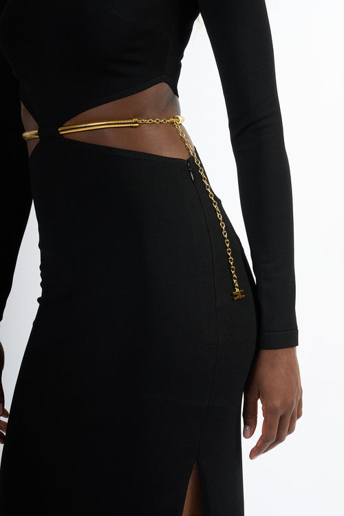 Elisabetta franchi Abito Red Carpet Con Oblo' Nero Donna-2