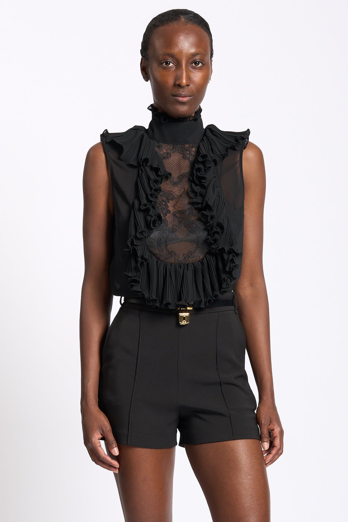 Elisabetta franchi Body con Pizzo Nero Donna-1