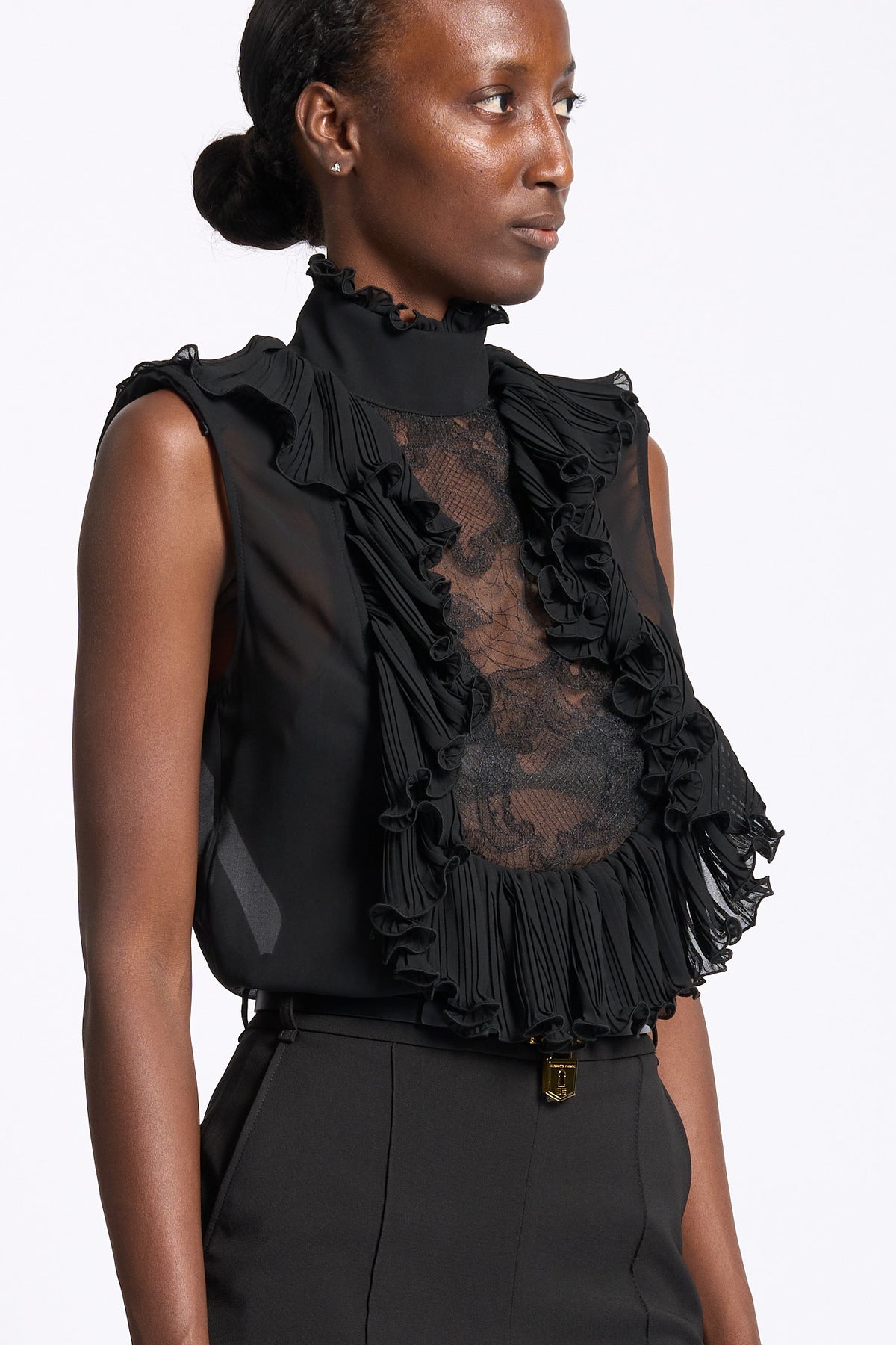 Elisabetta franchi Body con Pizzo Nero Donna-3