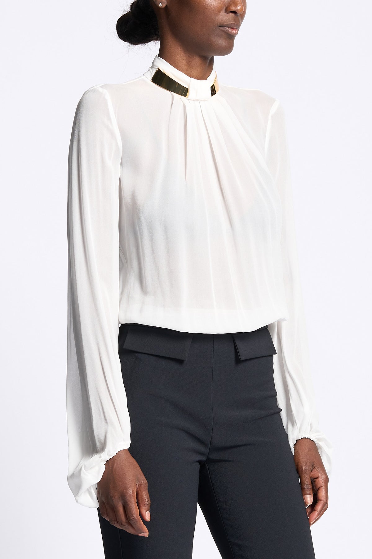 Elisabetta franchi Camicia Collo Gioiello Avorio Donna-4